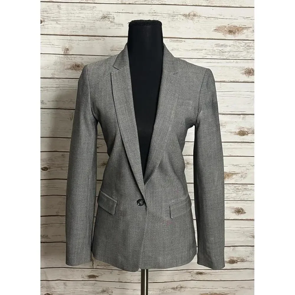 Banana Republic classic corpcore heather grey wool single-breasted blazer Size 0